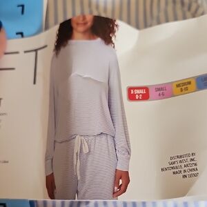 New LOFT Blue And White Stripe Pajama Lounge Set